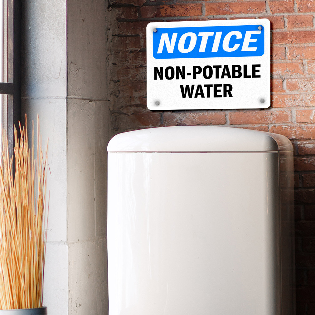 Horizontal Metal Sign Notice Non Potable Water Osha Weatherproof Street Signage