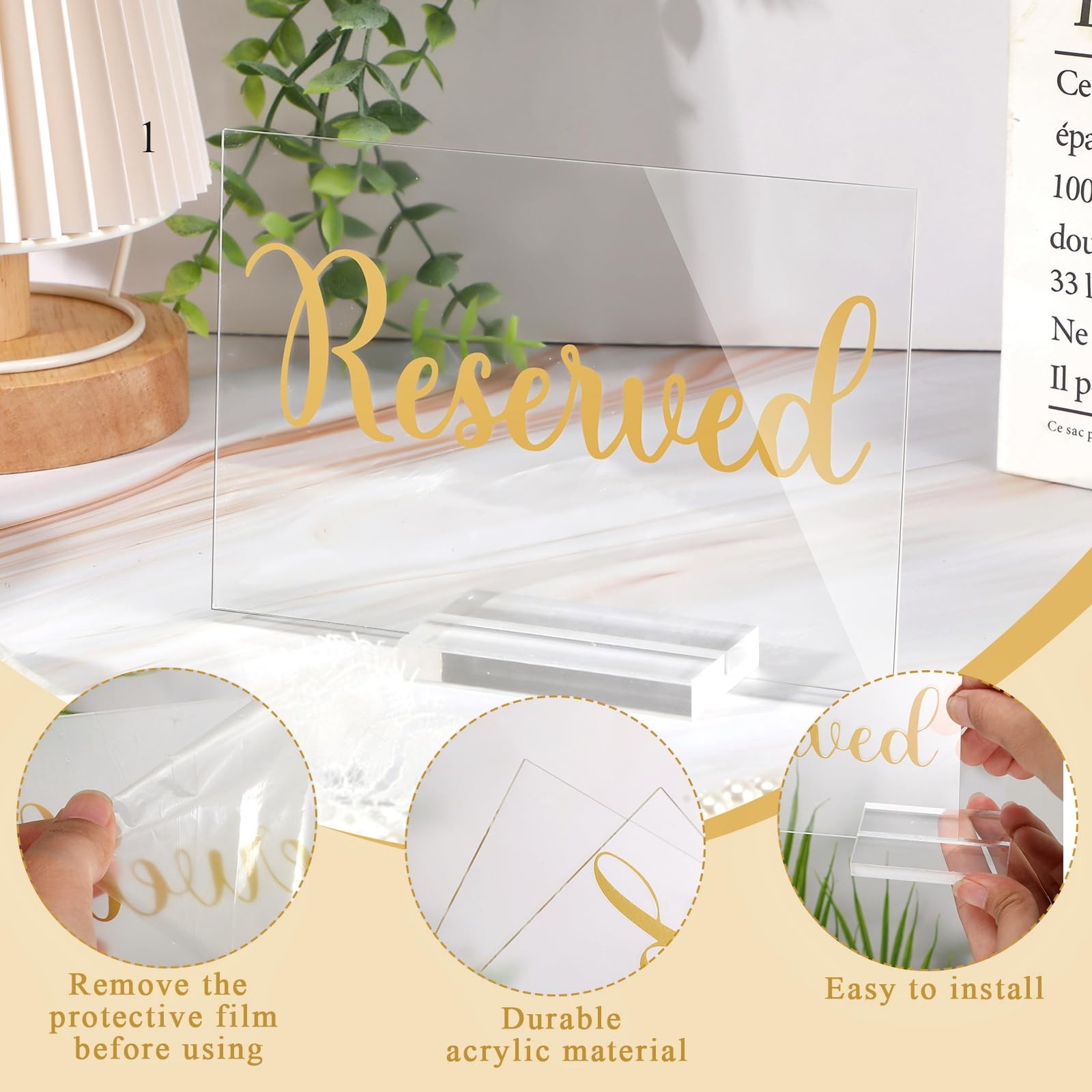 10 Set Acrylic Reserved Table Signs Clear Wedding Cards Holder Reception Set