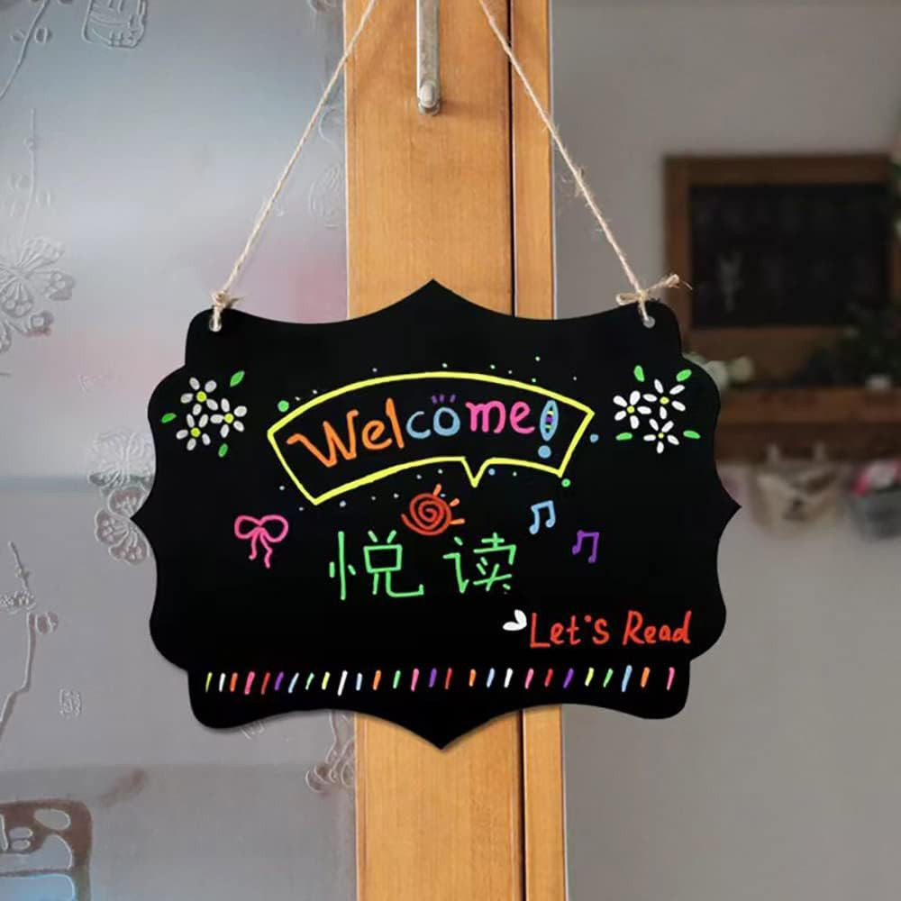 8.7X12 Inch Erasable Message Board Sign with Hanging String, Store Signs Chalkbo