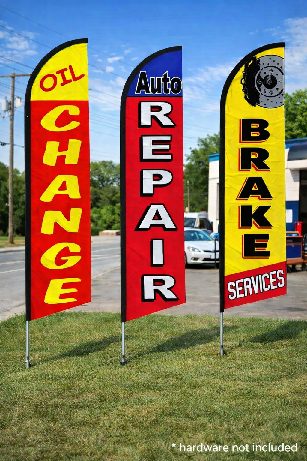 Oil Change Auto Repair Brake Services Full Curve Windless Swooper Flag Pack of 3