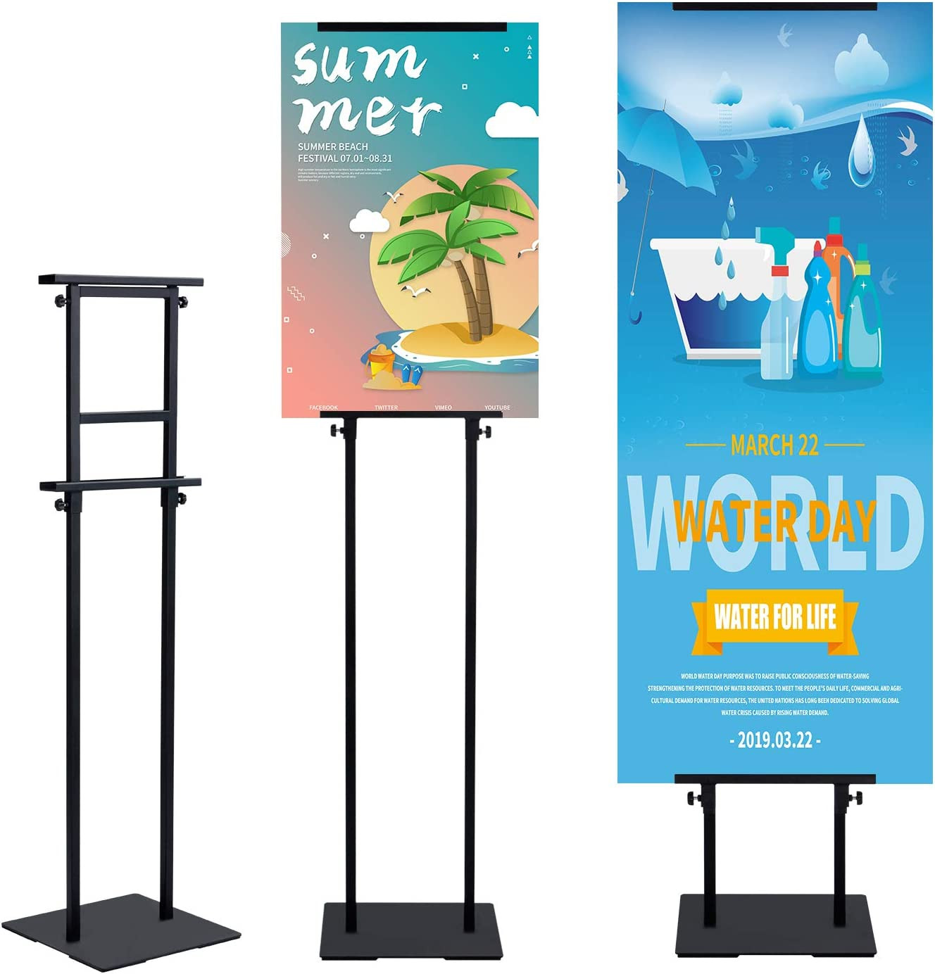 Heavy Duty Poster Stand with Non-Slip Mat Base, Adjustable Pedestal Sign Stand