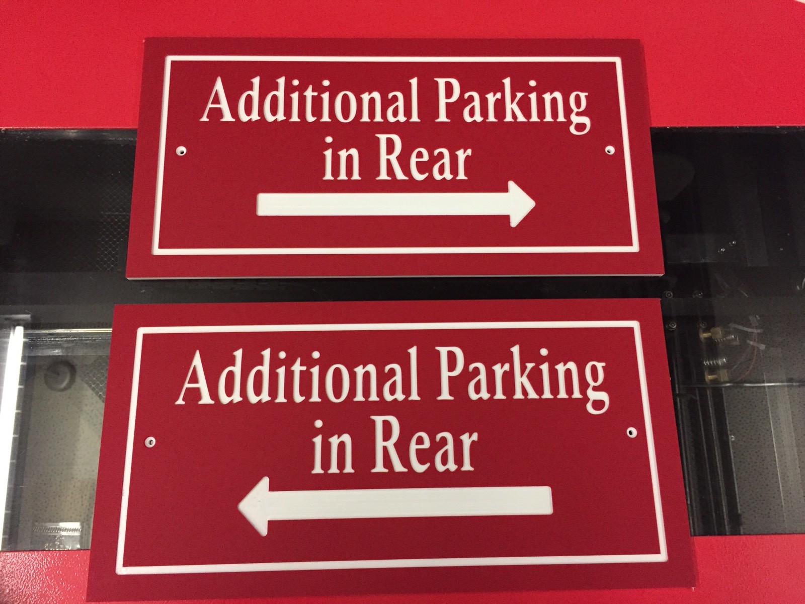 Rectangle Additional Parking in Rear Sign 14×7″ 1/4″ King ColorCore Red/White