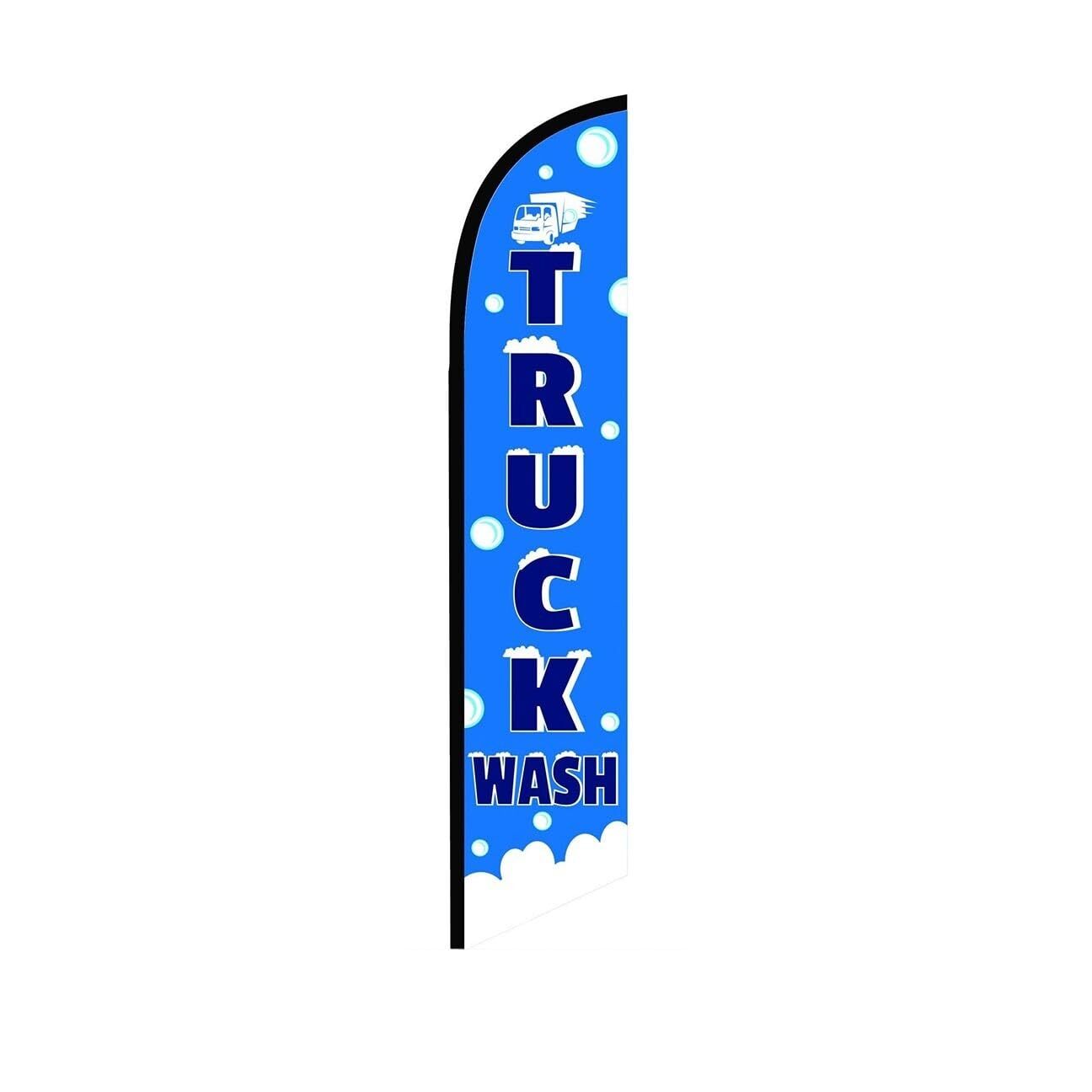 Truck Wash Blue Swooper Flutter Feather Flag | 3ft W x 11.5ft Tall