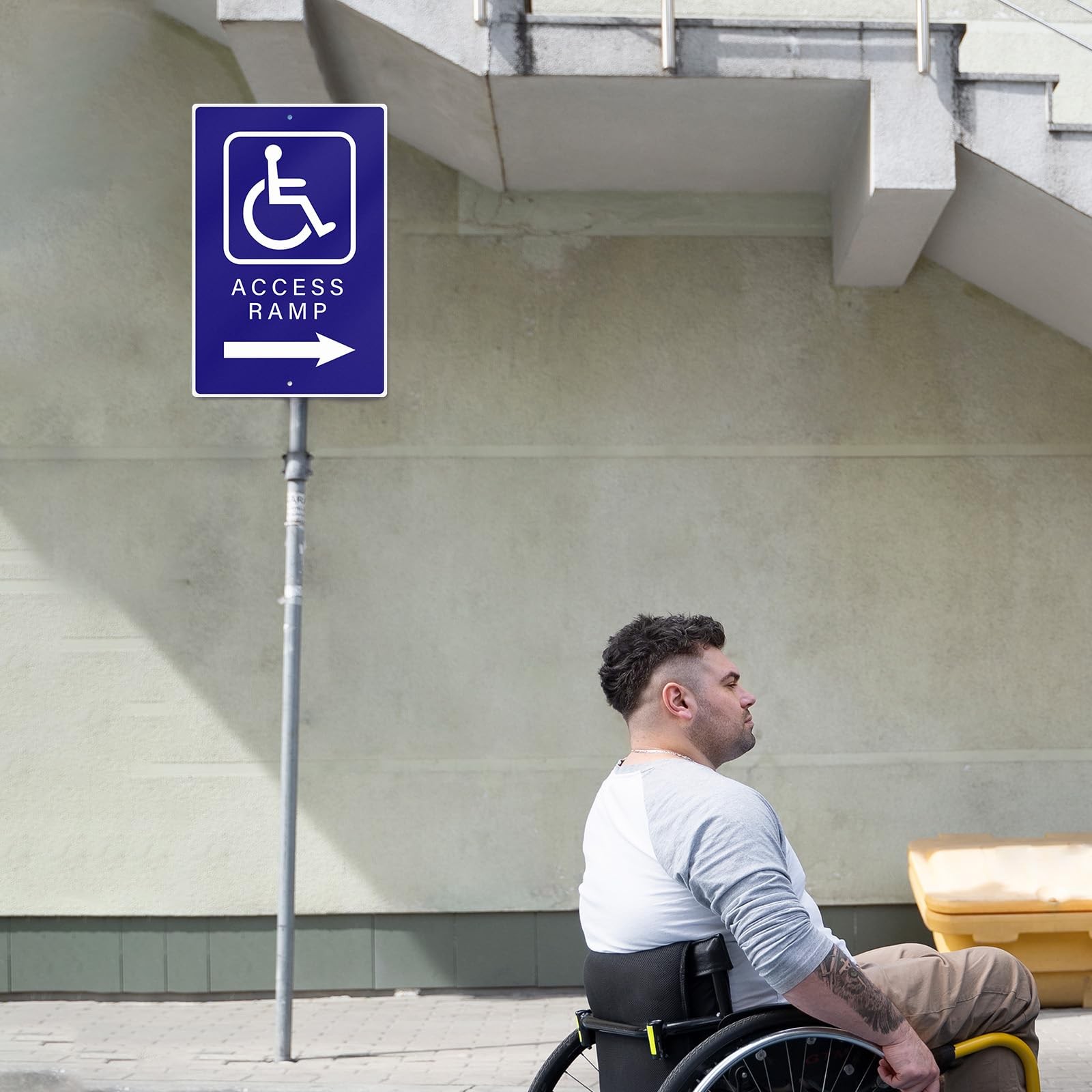 Handicap Access Ramp Sign 8×12 Inch Aluminum Right Arrow Reflective ADA