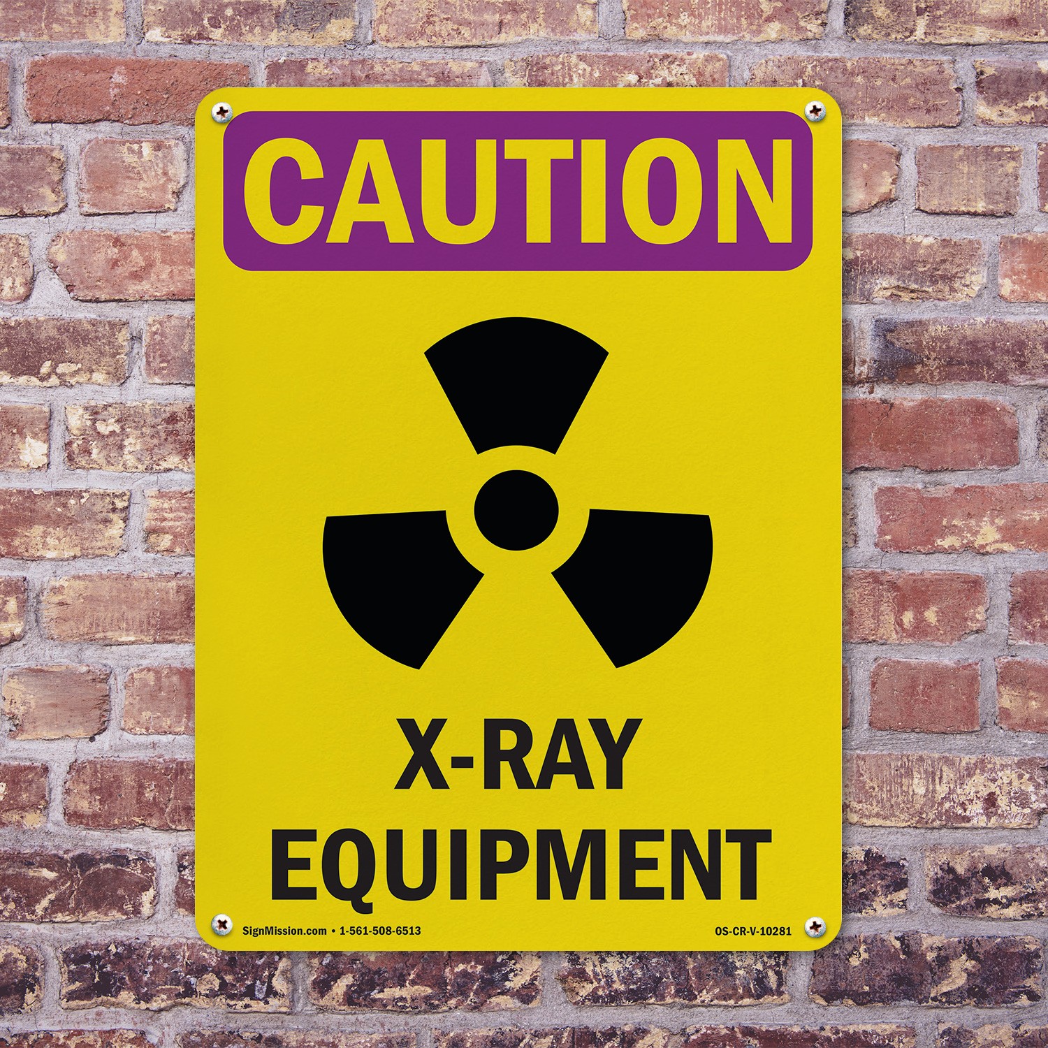 X-Ray Equipment With Symbol OSHA Caution Radiation Sign Or Decal – 5 or 10 Pack