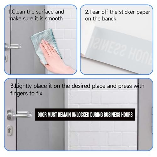 2PCS Door Must Remain Unlocked during Business Hours Sticker Sign，Self-Adhesive