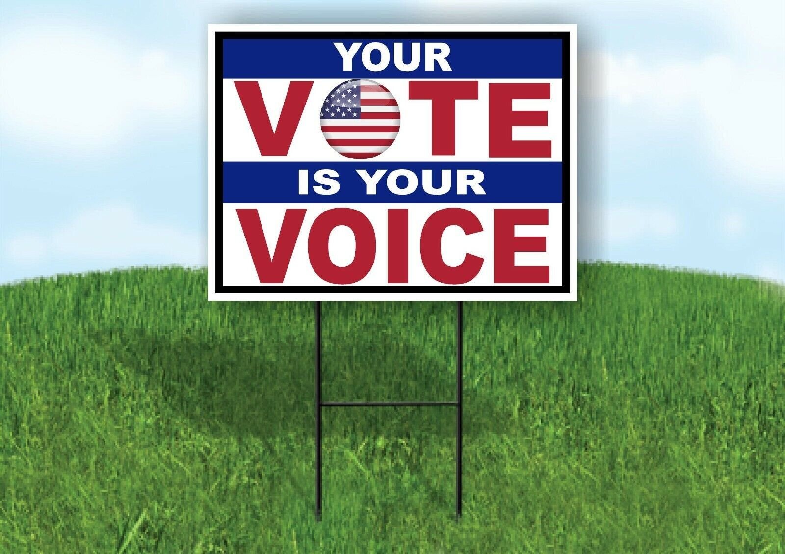 YOUR VOTE IS YOUR VOICE FLAG O Yard Sign with Stand LAWN SIGN