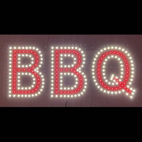 LED BBQ SIGN (12″X30″ INCH) – WHITE / RED