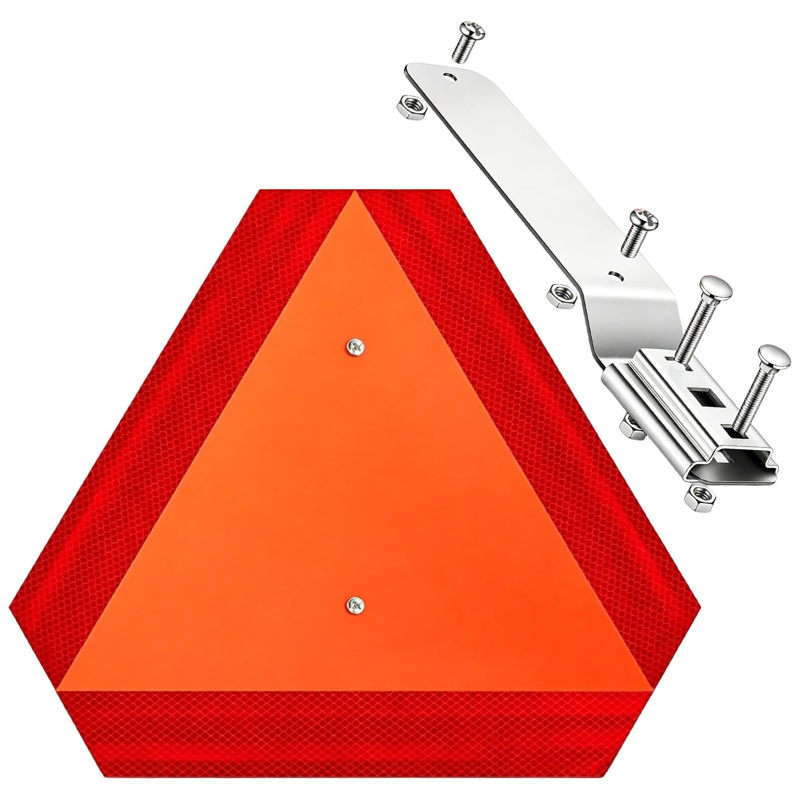 Slow Moving Vehicle Sign W/ Mounting Bracket Triangle Aluminum SMV 14×16″