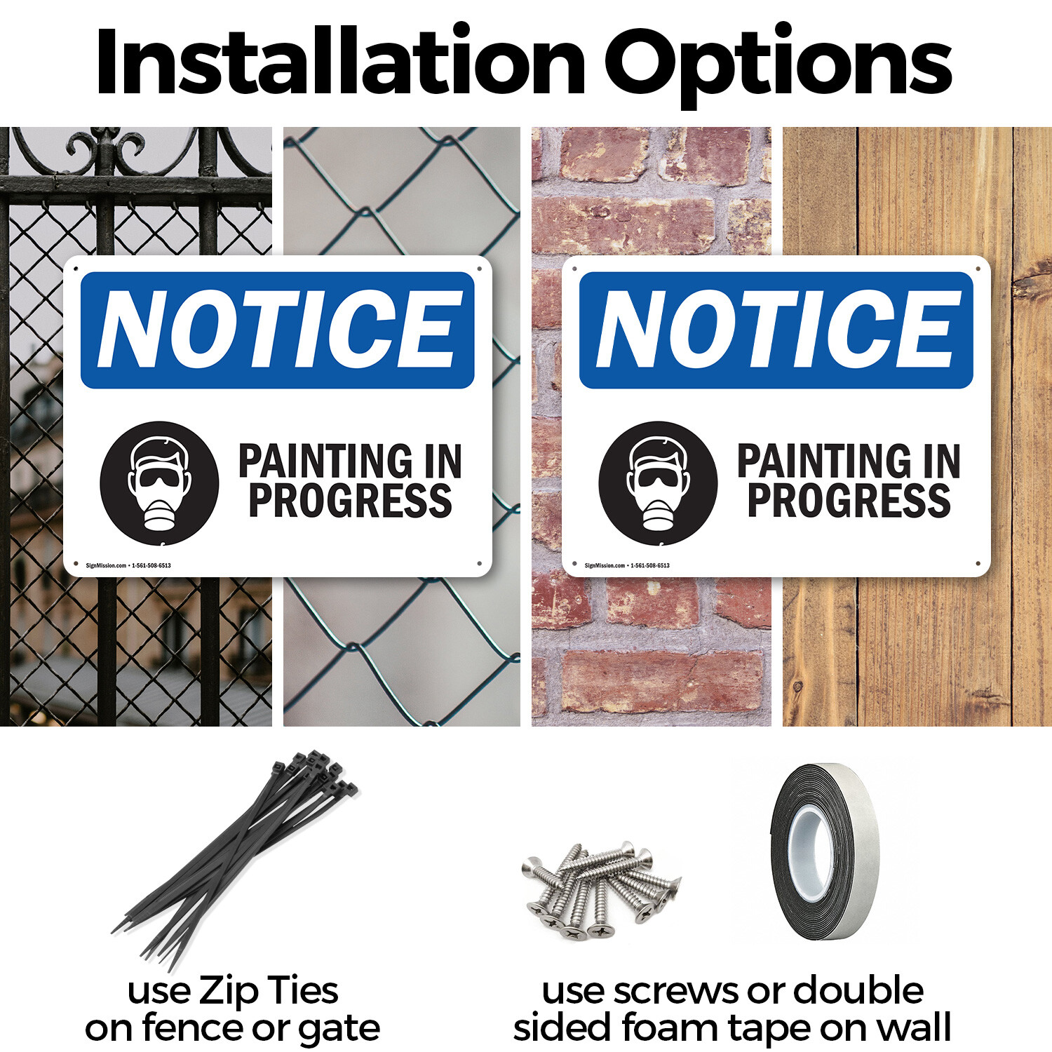 (2 Pack) Painting In Progress OSHA Notice Sign Decal Metal Plastic