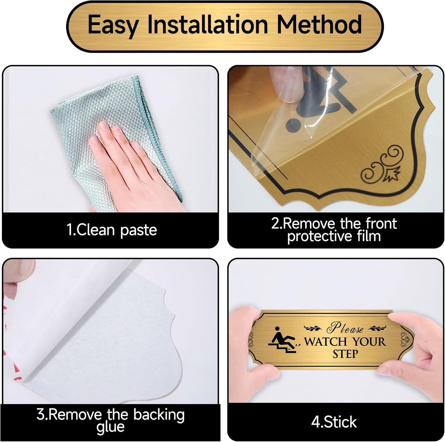 Self-Adhesive Waterproof “Watch Your Step” Sign for Indoor/Outdoor Use