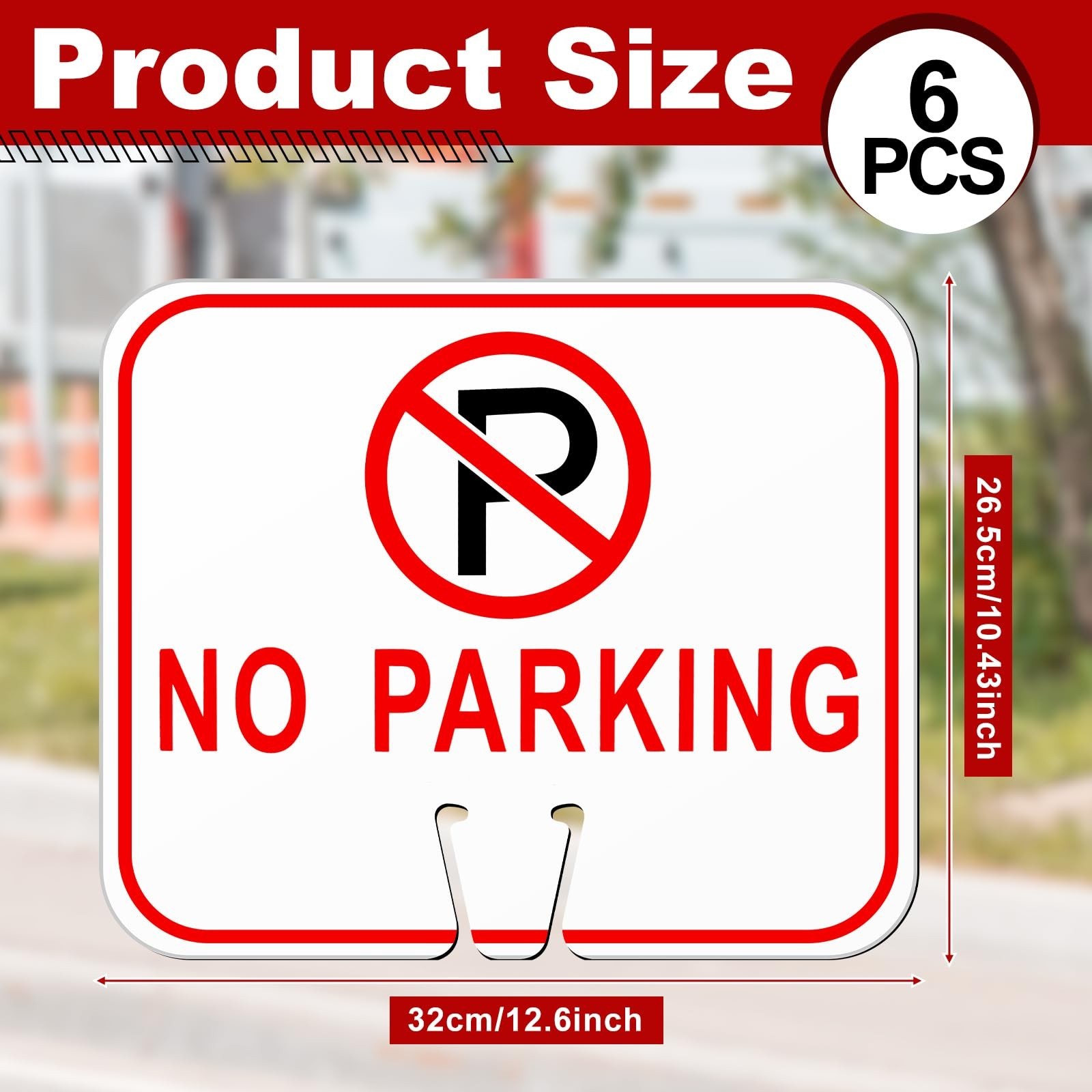 6 Pcs No Parking Signs Traffic Cone, 12.6 x 10.43 Inches Plastic Traffic Cone