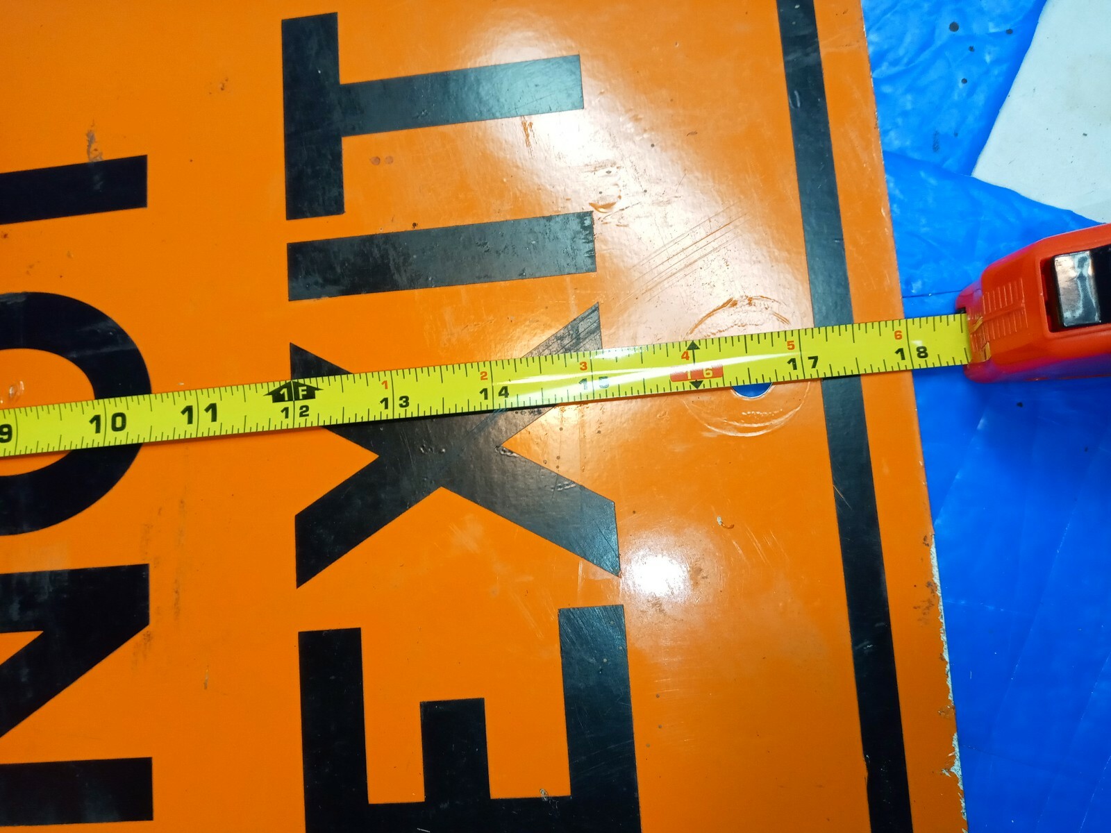 DO NOT EXIT SIGN 12X18 INCHES ORANGE ALUMINUM USED READY FOR SERVICE.