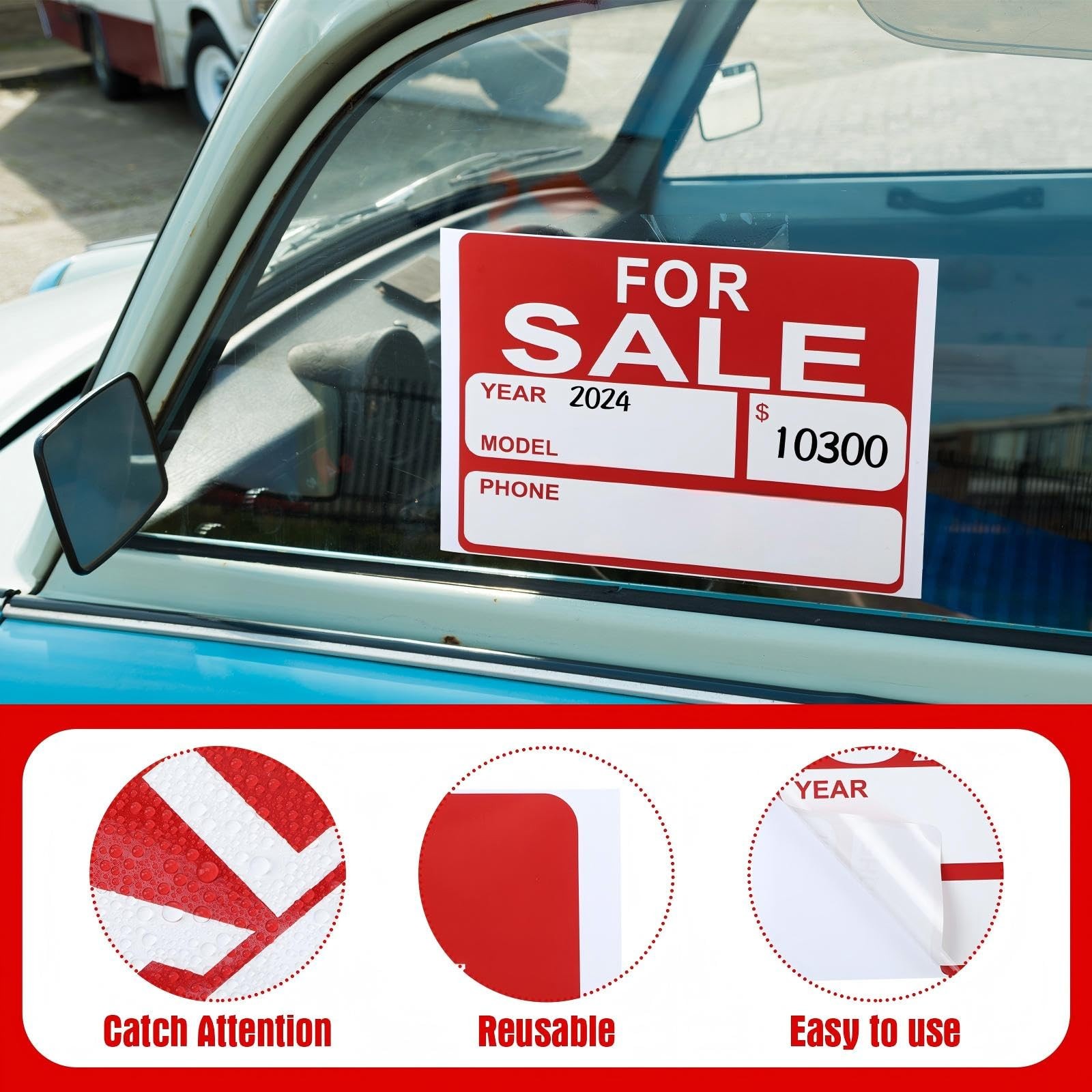 Sale Signs for Car 9×12″ Waterproof Plastic Adhesive Vehicle House Sign 25PC