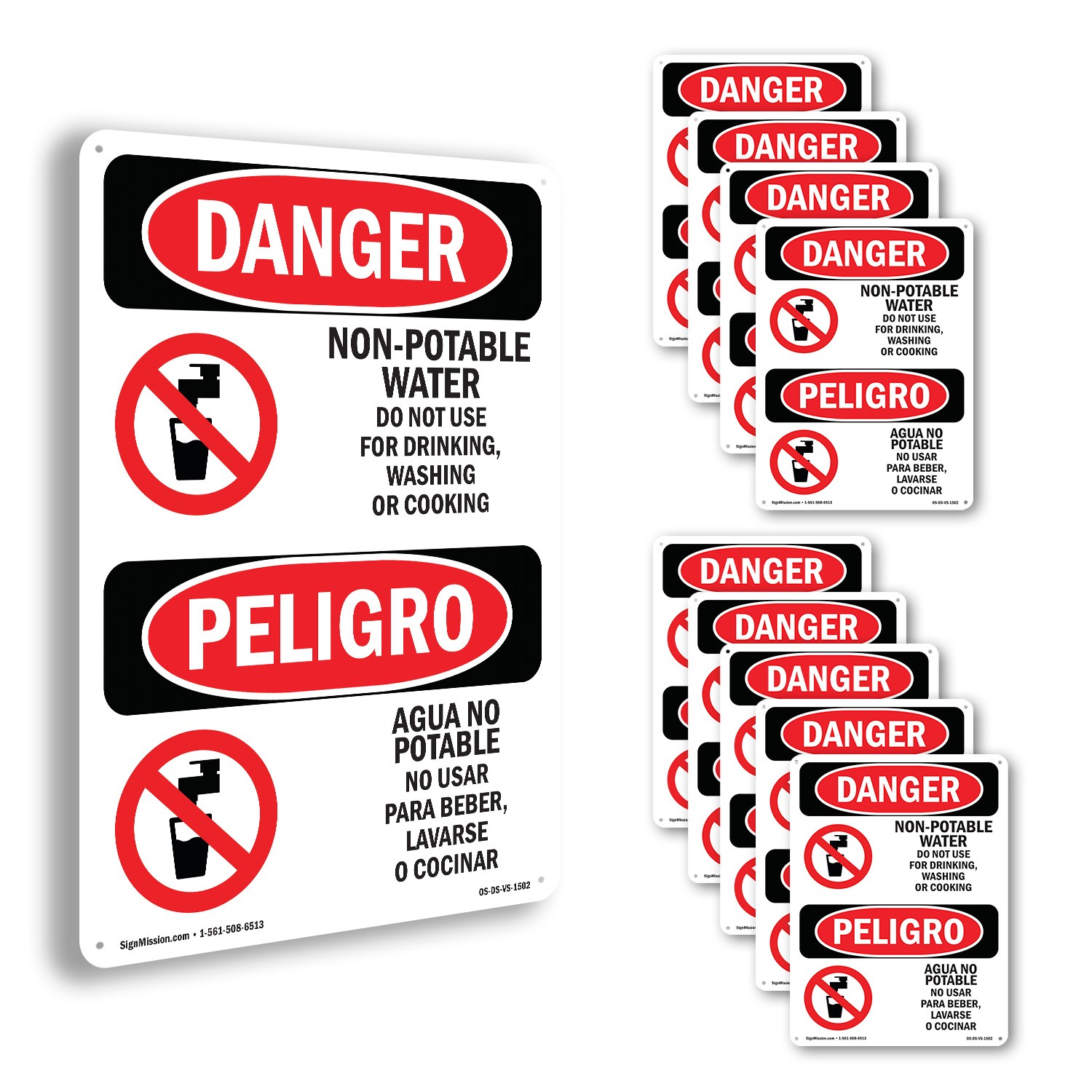 Non OSHA Danger Sign Metal, Plastic, Or Decal – 5 or 10 Pack