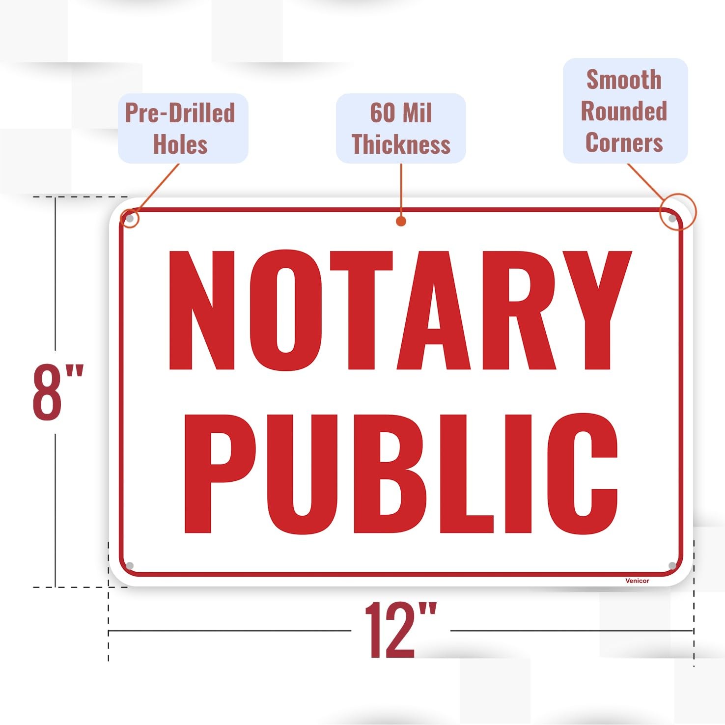 1PC Notary Public Sign Aluminum Wall Plaque 12×8 Inches Office Signboard