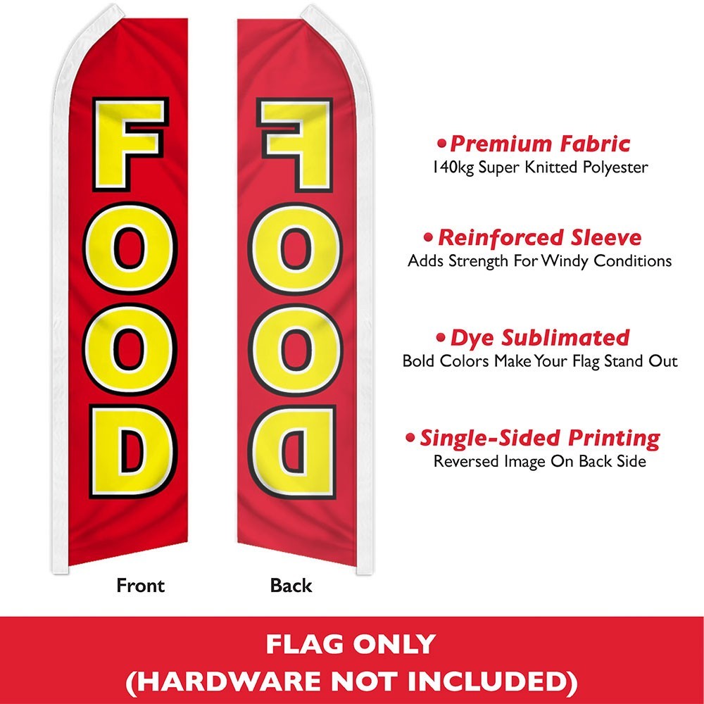 Food Swooper Advertising Food Banner Flag for Restaurants, Food Trucks, Fairs