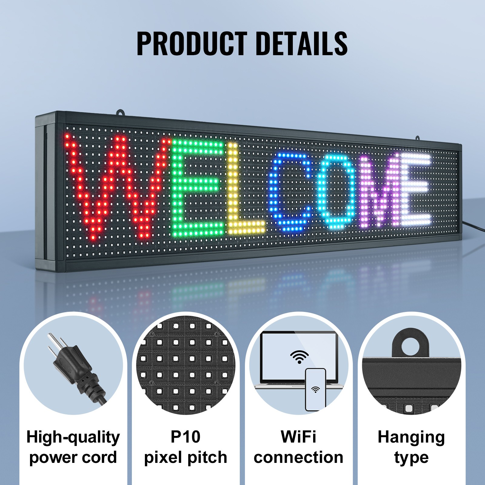 Uimoso 52″x8″ Programmable LED Sign Scrolling Display Board P10 Full Color