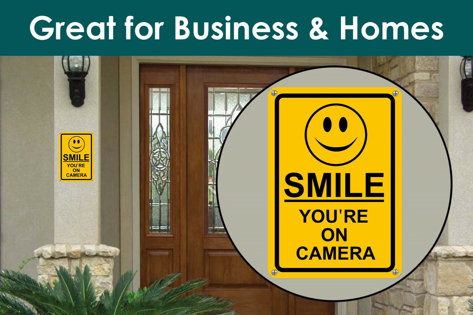 New Smile You’re on Camera Yellow Business Security Sign CCTV Video Surveillance