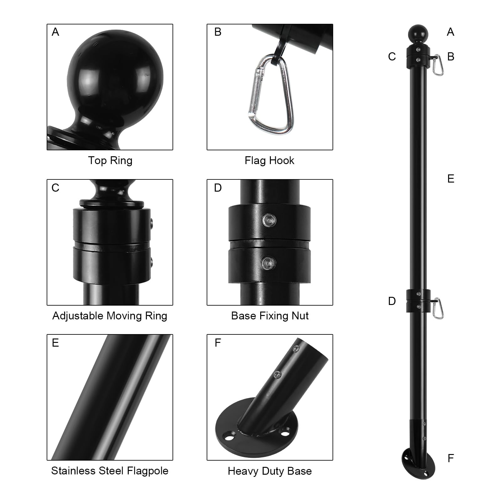 QSUM Barbershop Flag, Double-Sided Open Flag with Pole Kit & Wall Mount, Outd…