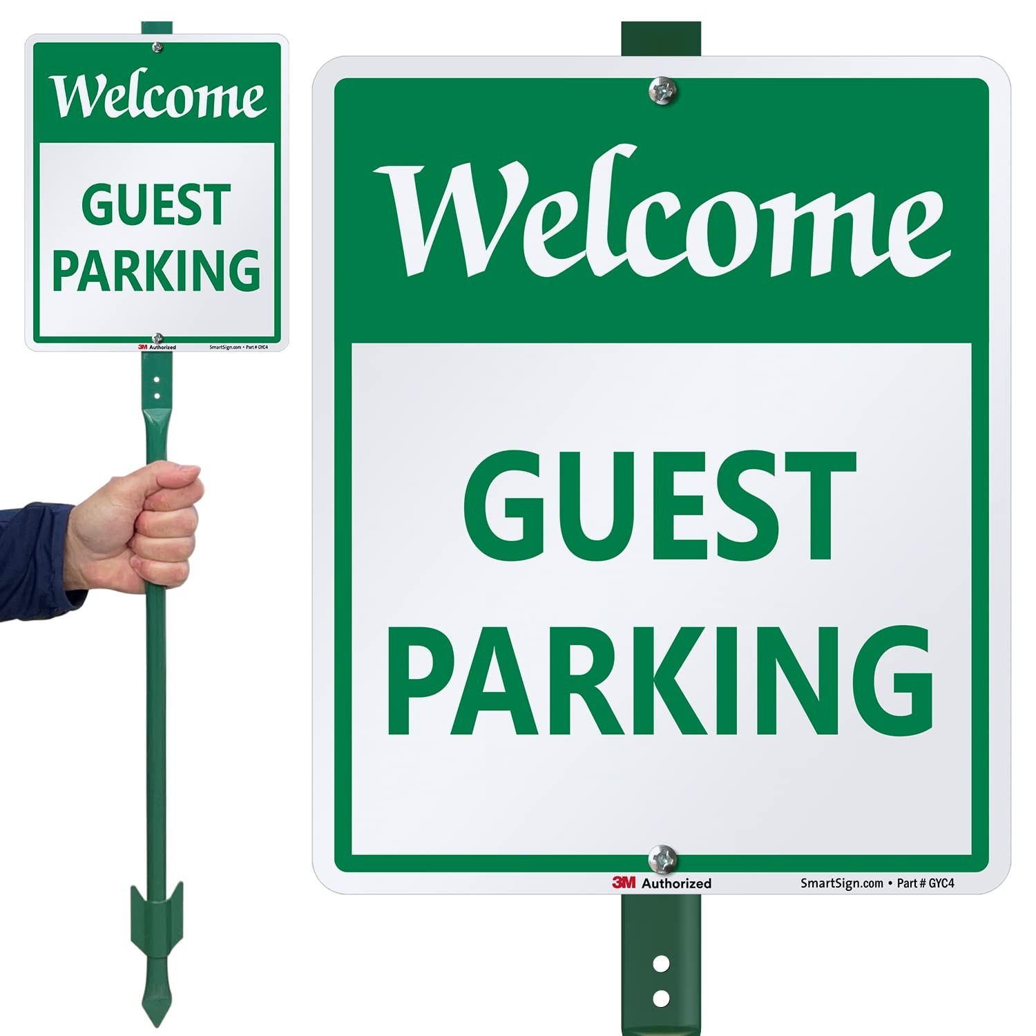 SmartSign 12 x 10 inch â€œWelcome – Guest Parkingâ€? Yard Sign with 3 foot Stake