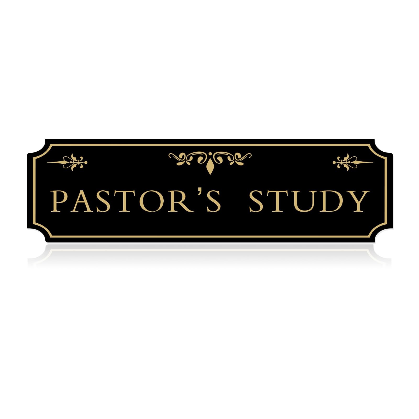 Pastor’s Study Sign Door Black Gold Acrylic Plaque 12.5×4.45 Inch Decor