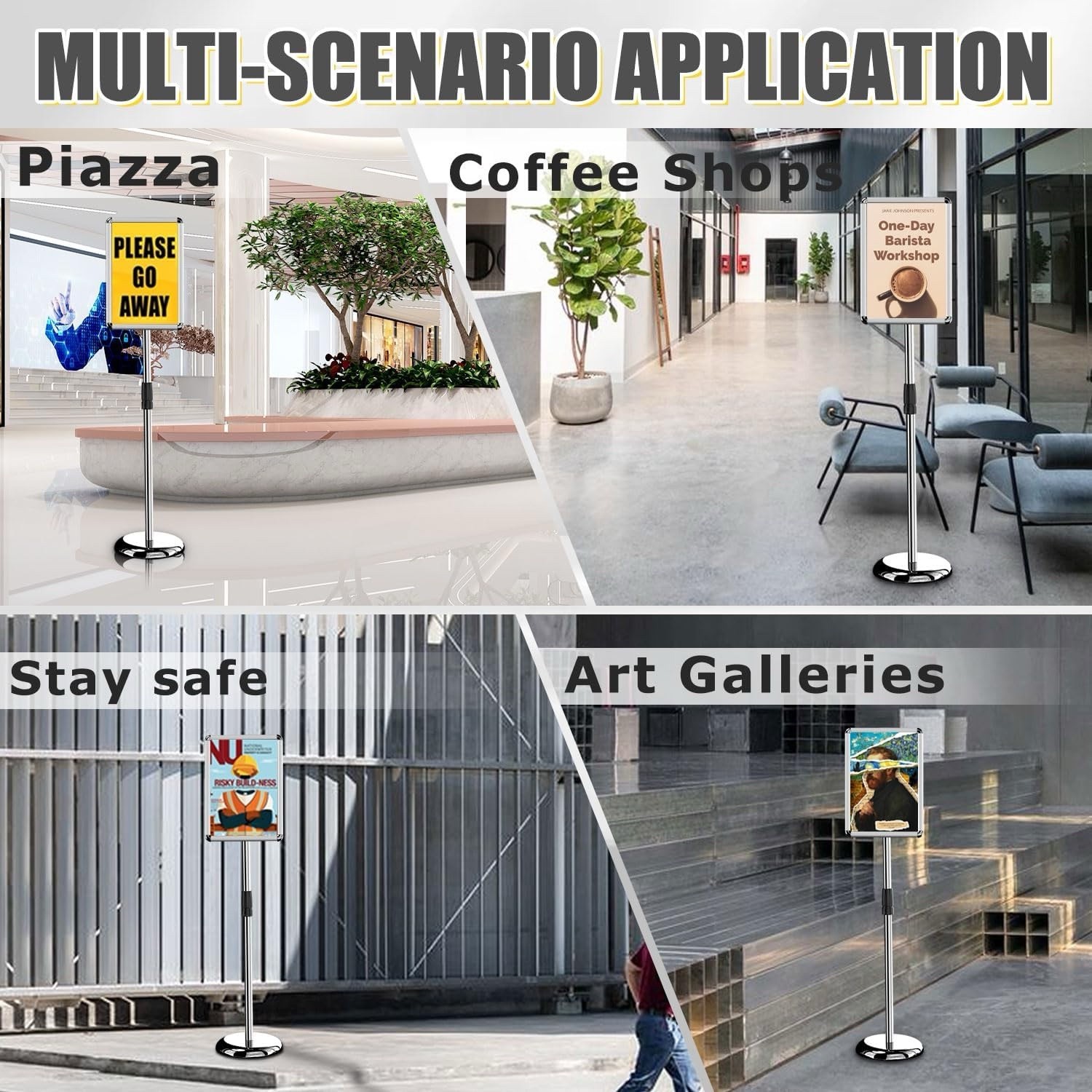 Heavy-Duty Pedestal Poster Sign Holder Floor Standing Outdoor and Indoor