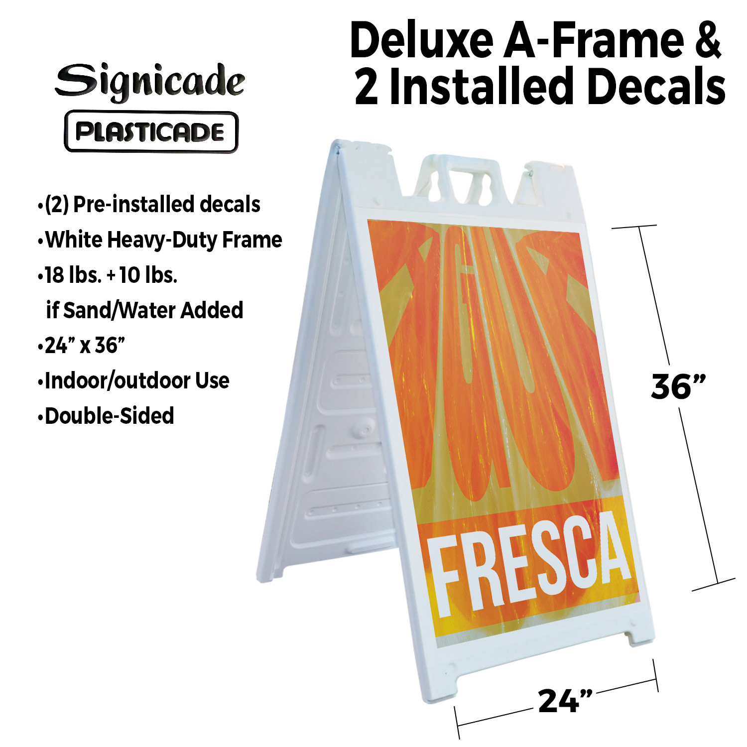 Agua Fresca Heavy Duty A-Frame Sidewalk Sign Fresh Drinks Juice Stands Summer