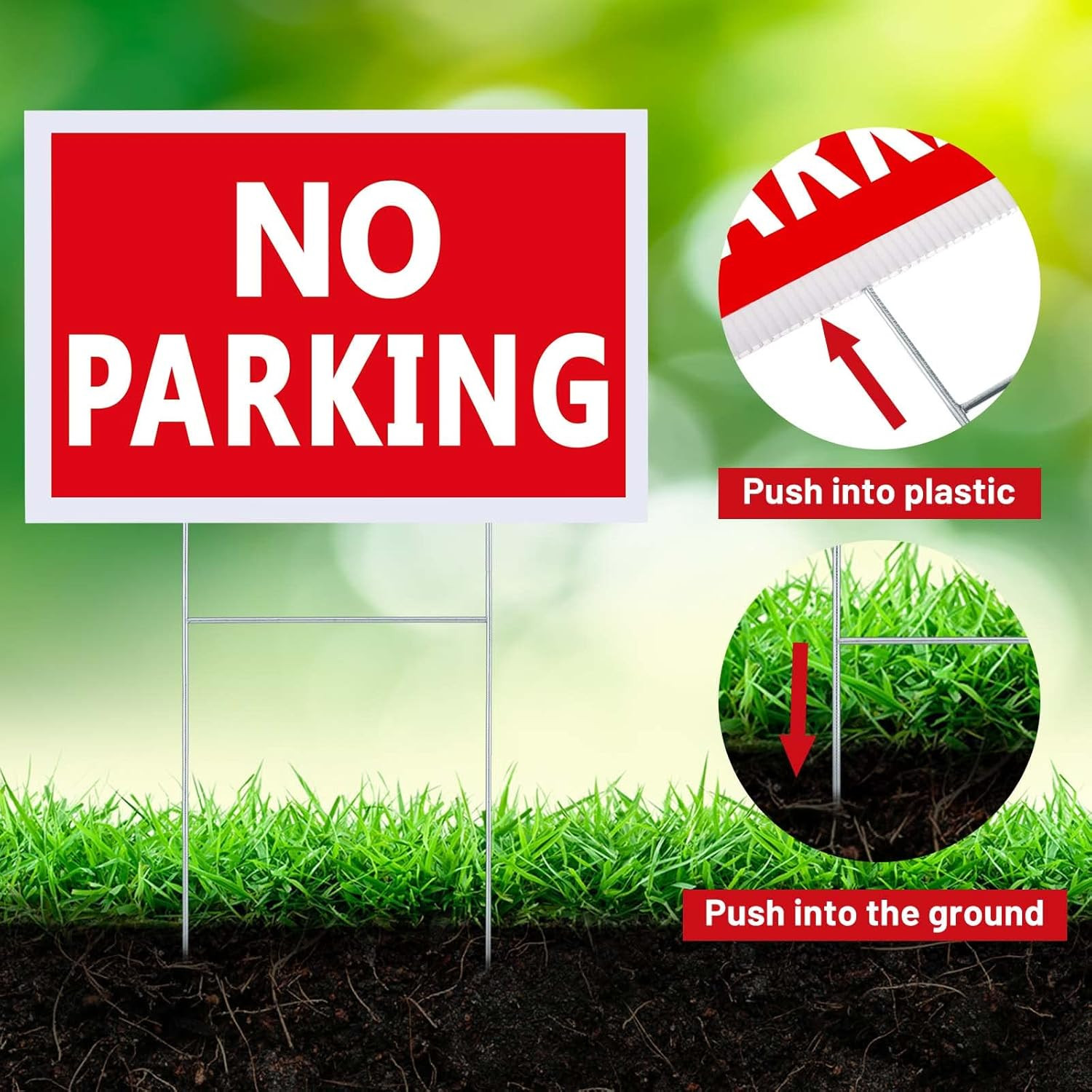 16 Pcs No Parking Signs with Stakes 12 X 8 Inch Double Sided No Parking Yard Sig