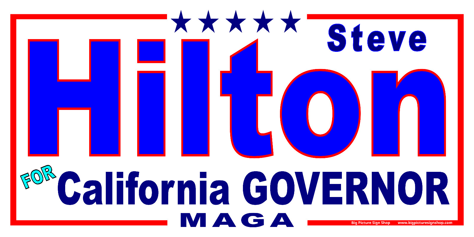 STEVE HILTON CALIFORNIA GOVERNOR – MAGNETIC CAR SIGNS – FREE SHIPPING -USA MADE