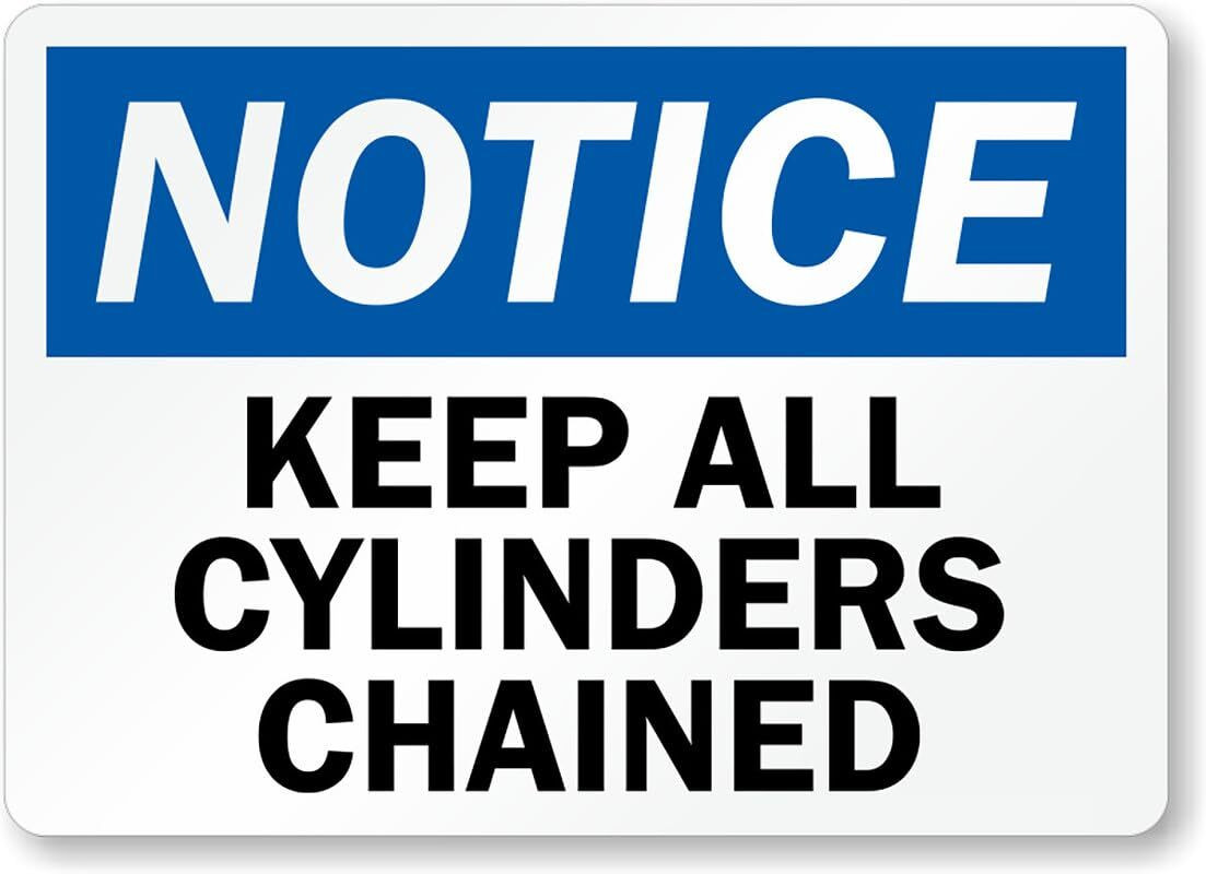 Aluminum Weatherproof Sign All Cylinders Chained Notice 8×12 Metal
