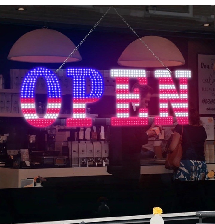 40” X 14” LED Open Signs for Buisness, Remote Control USA Flag Setting