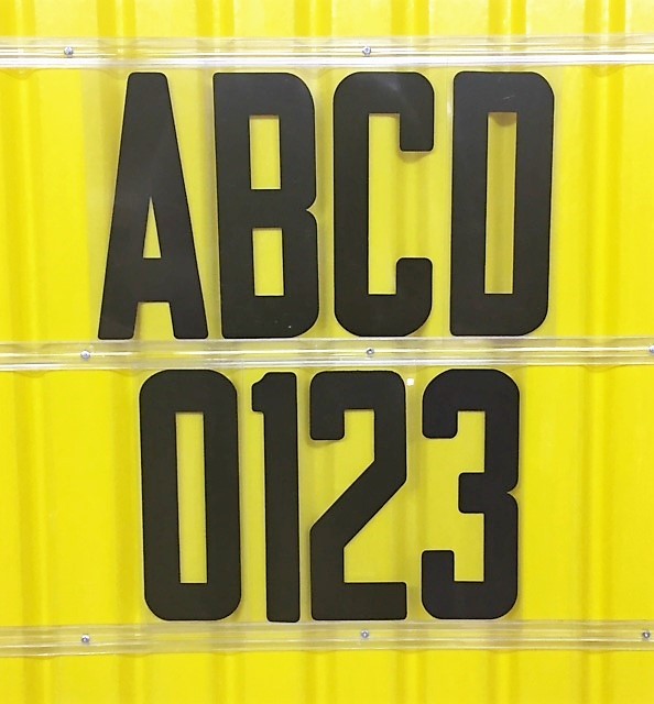 8 Inch Flexible Plastic Outdoor Marquee Sign All Black Letters Black Numbers 300