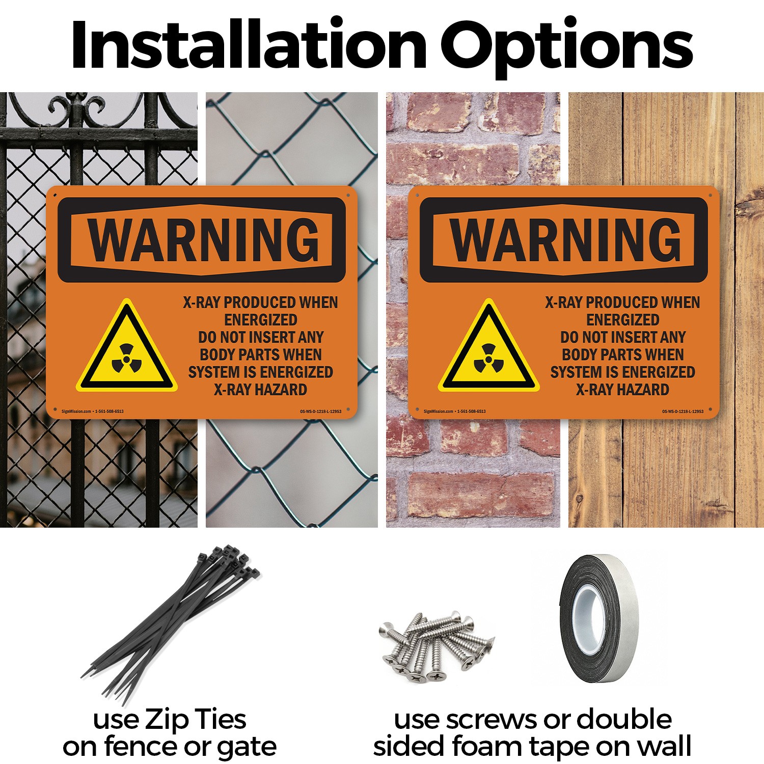 X-Ray Produce When Energized With Symbol OSHA WARNING Sign, Decal 5 or 10 Pack