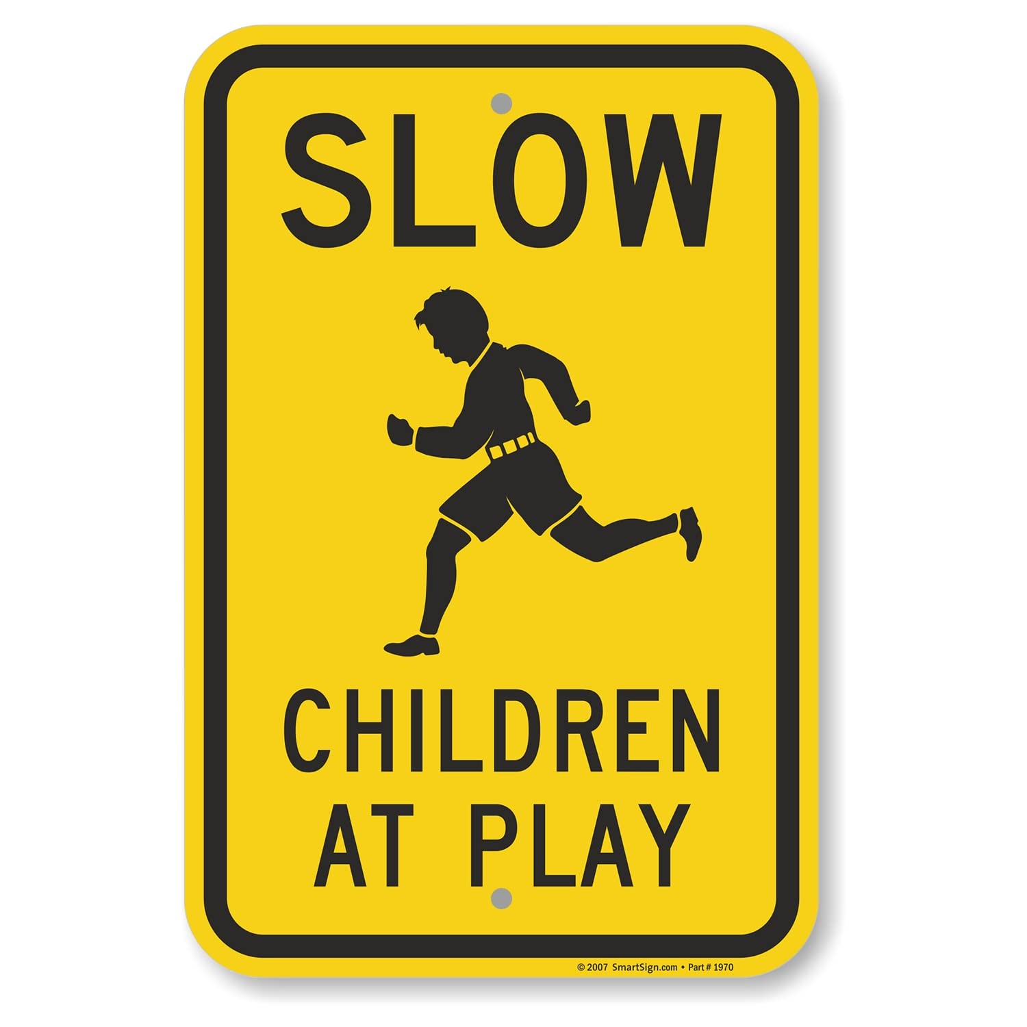 SmartSign 18 x 12 inch â€œSlow – Children At Playâ€ Metal Sign, Screen Print…