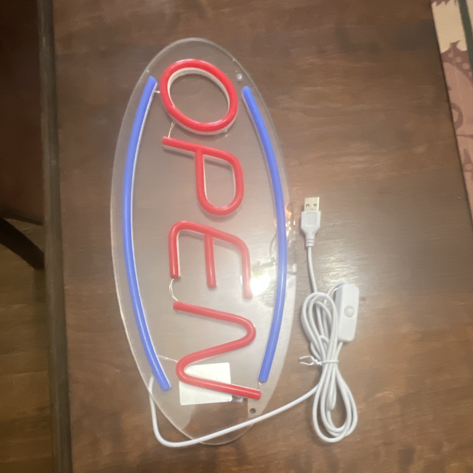 NEON OPEN Acrylic Window Sign, Red, USB Powered, 14” x 6” Display BRAND NEW