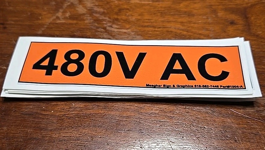 Conduit Line Marker Orange Black 480V Volt Sticker Meagher Sign 1004-A (7E4)