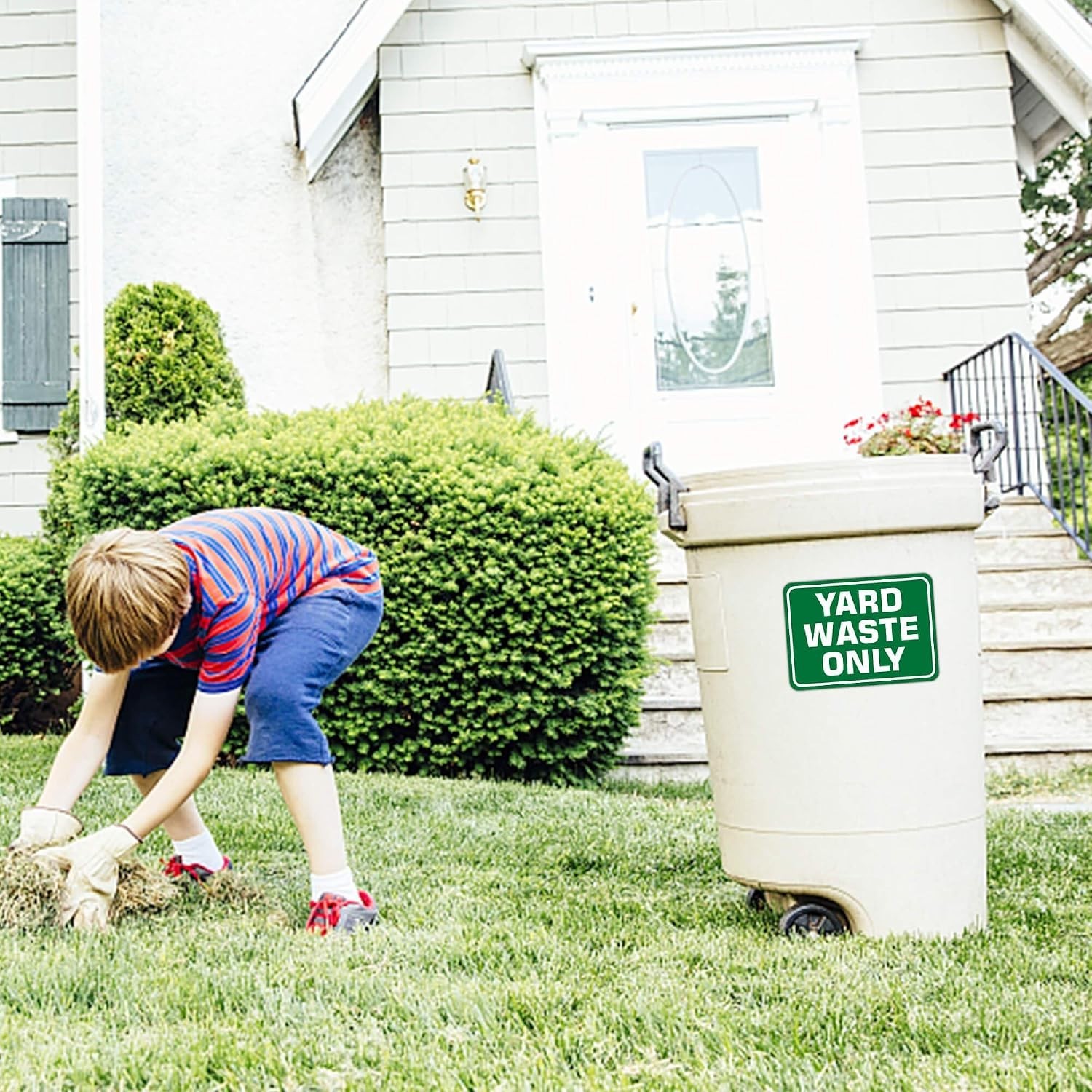 10″ x 7″ Yard Waste Only Stickers – 2 Pack Green Vinyl for Indoor & Outdoor Use