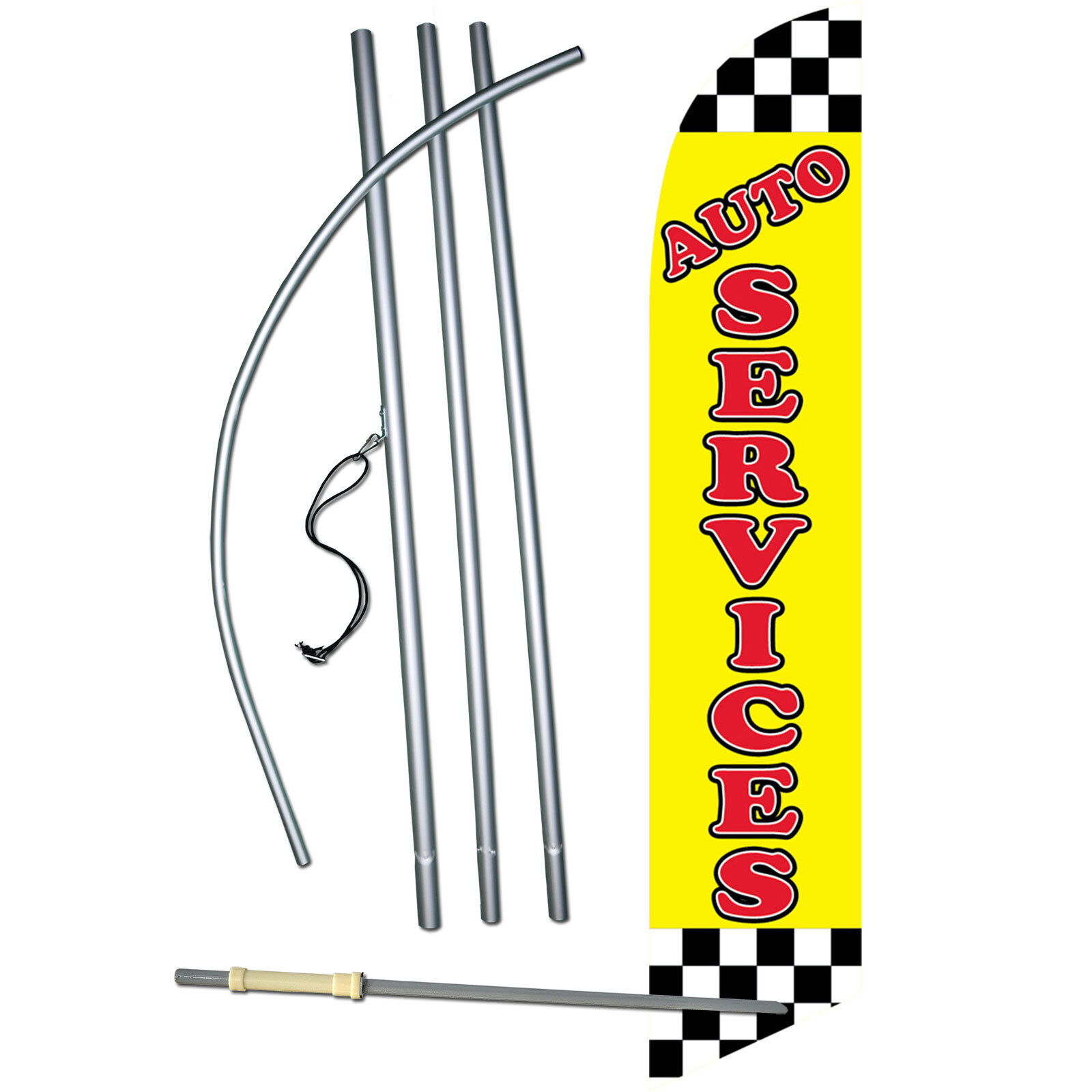 Auto Services Flag with Flag Pole and Spike