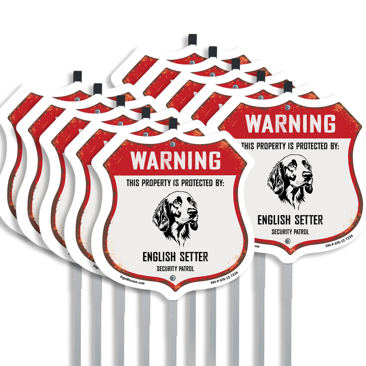 Warning Property Protected by English Setter Made in the Shield Sign With Stake