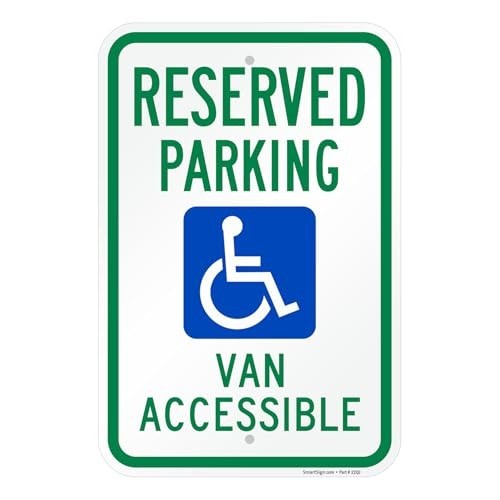 Reserved Parking Handicap Sign 12×18 Inch Aluminum Accessible Van Pole Mount