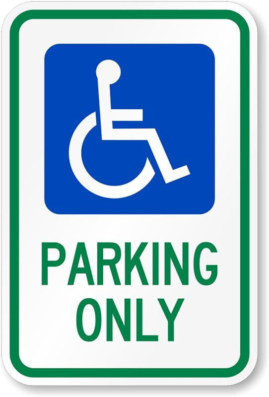 Handicapped Parking Sign Aluminum Weatherproof 8×12 Inch Outdoor ADA