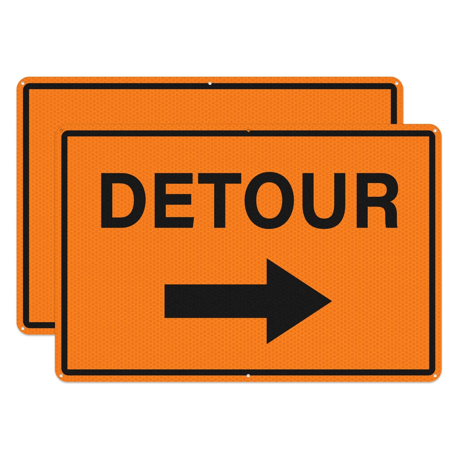 2 Pack 12×18 Inch Reflective Aluminum Detour With Right Arrow Traffic Sign