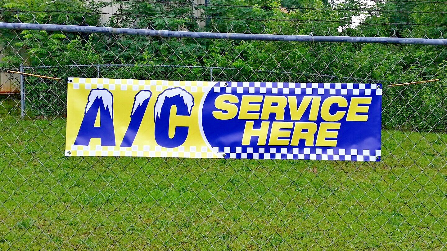 72″x18″ AC SERVICE HERE Banner Sign Air Conditioning Automotive Repair Car Shop