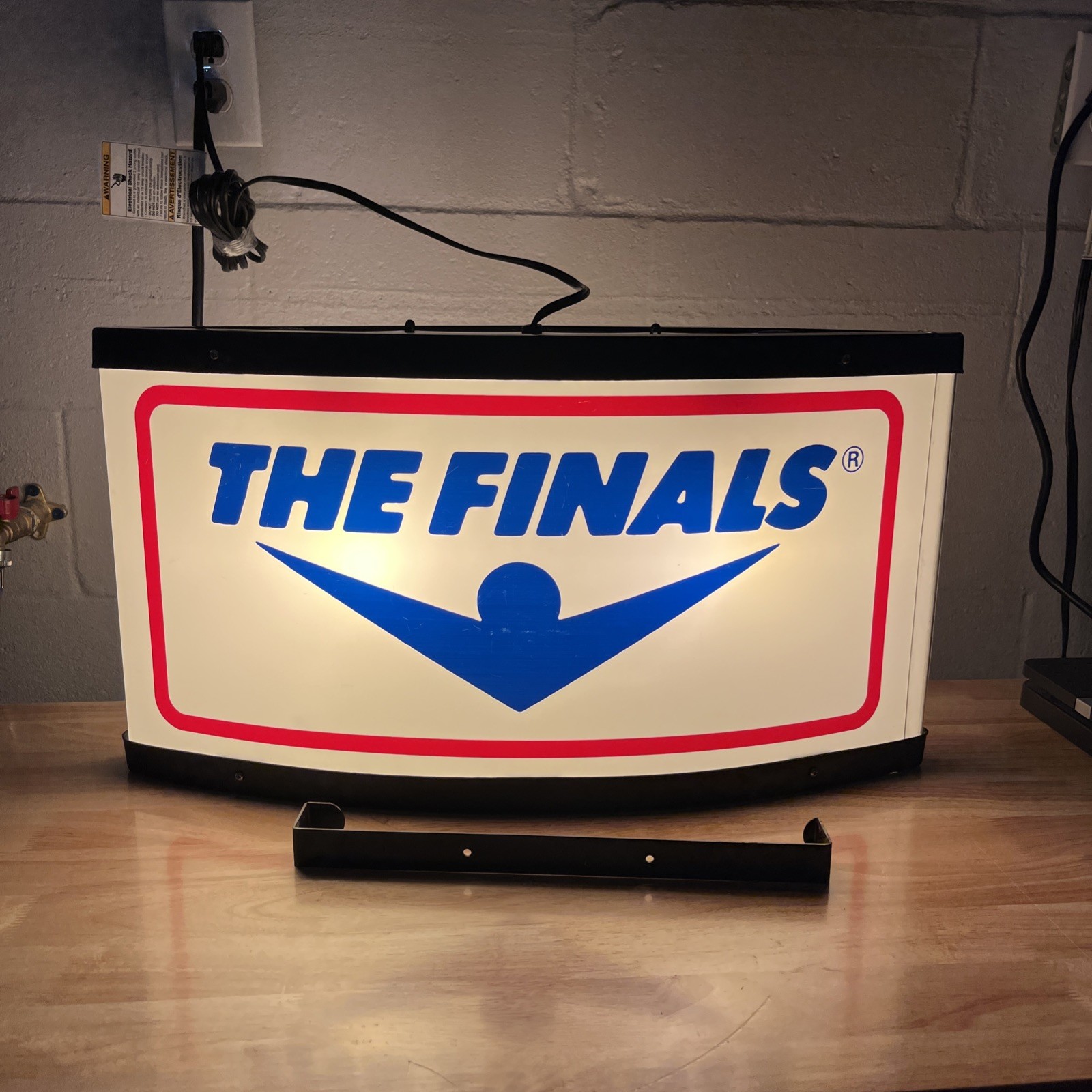 Vintage THE FINALS Light up Store Sign Hanging Wall Mount Dbl Sided 23”x13”