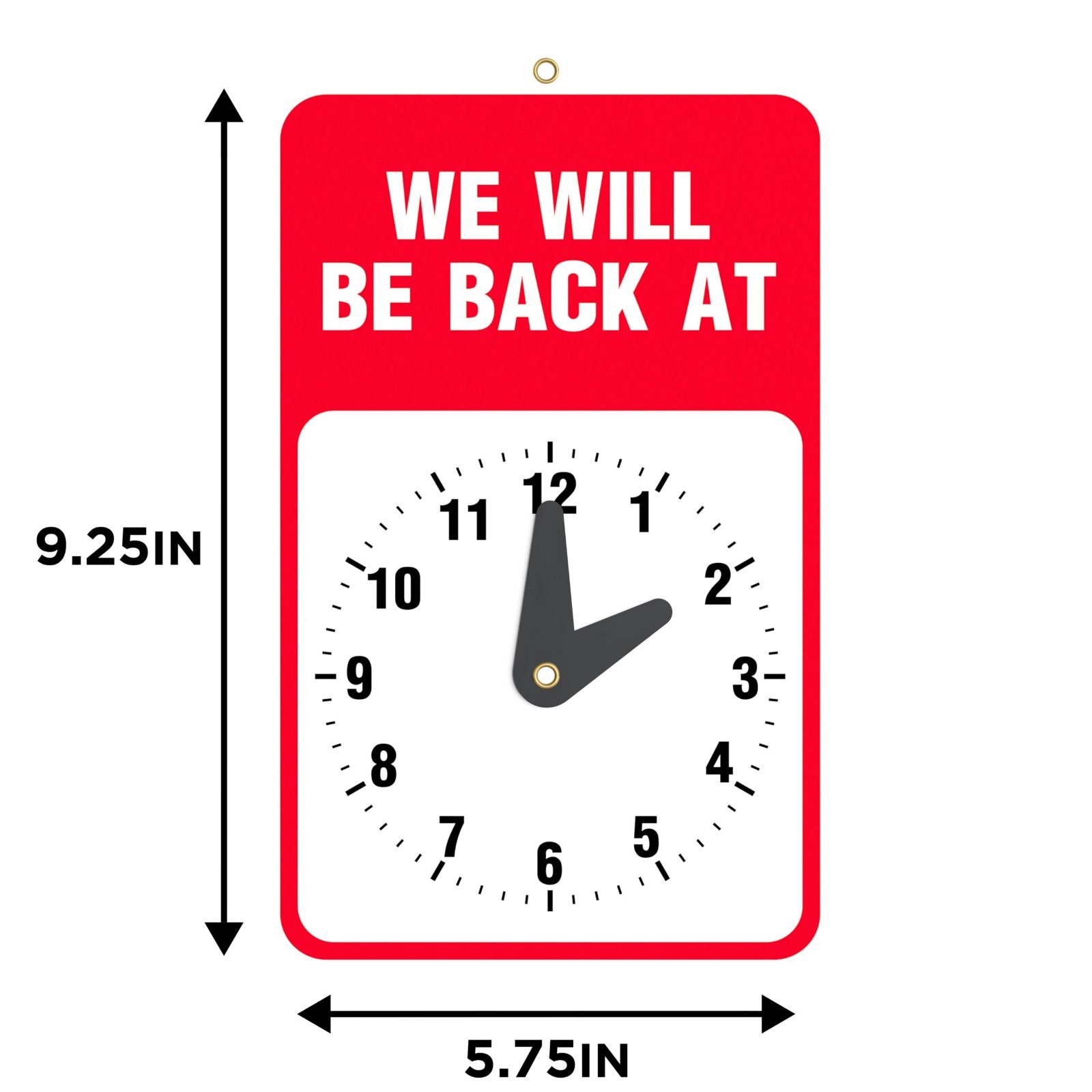 Will Return Sign with Clock – 2 Pack – 9.25×5.75 Inch – Bright Red & White – Suc
