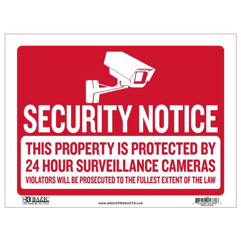 BAZIC 12″ X 16″ Security Notice Sign, pack of 24