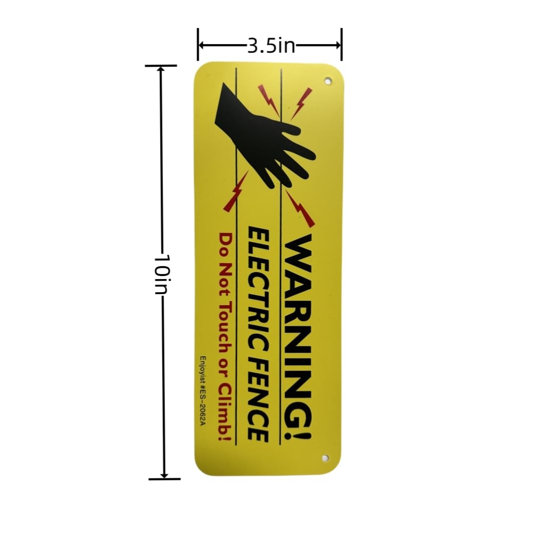 4-Pack Warning Electric Fence Safe Sign, 10″x 3.5″ Plastic Sign