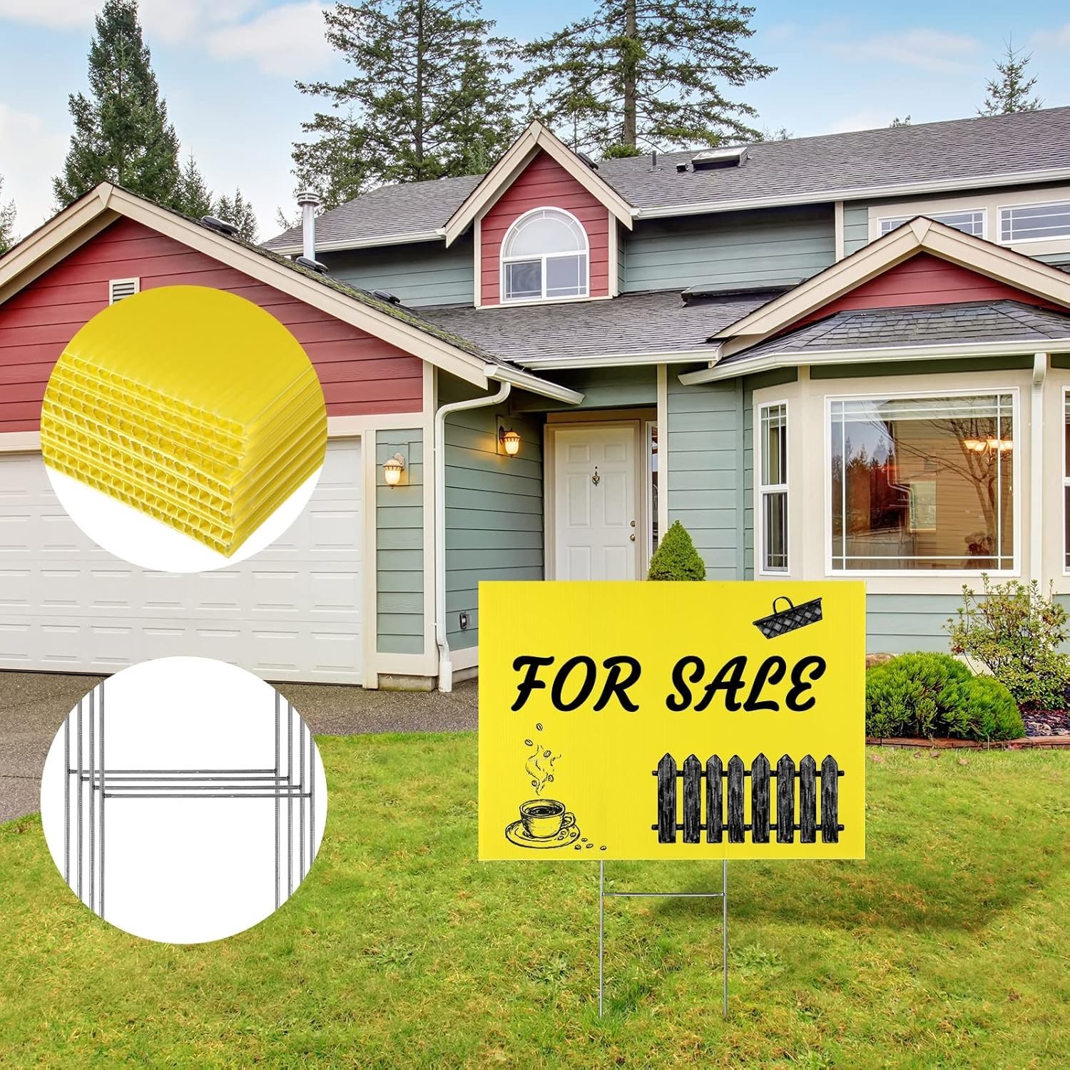 24 Blank Yard Signs with H Stakes – 12×18″ Waterproof Custom Plastic – Yellow