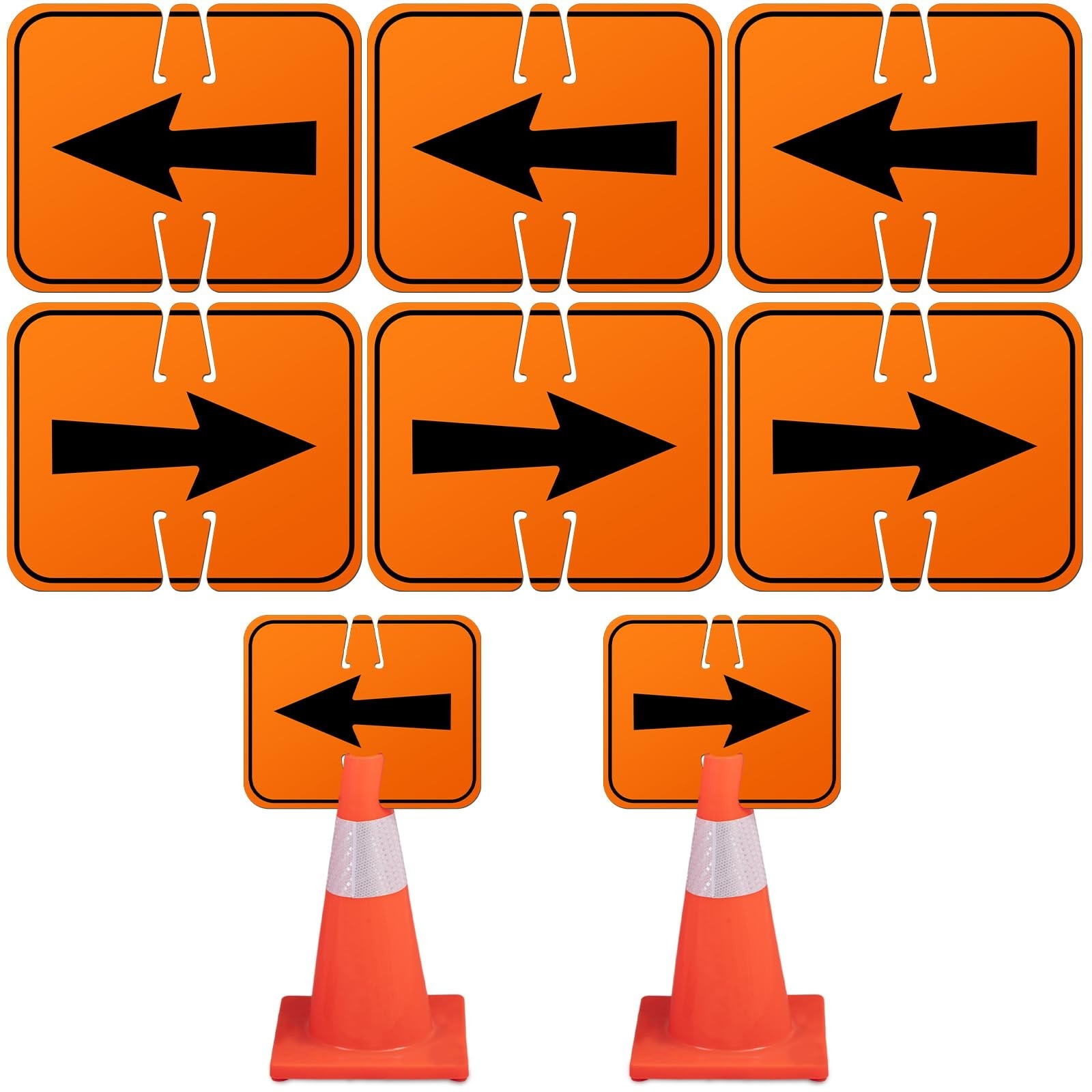 6 Pcs Reversible Traffic Arrow Signs 12.6″x10.4″ Orange Detour Directional Roadw